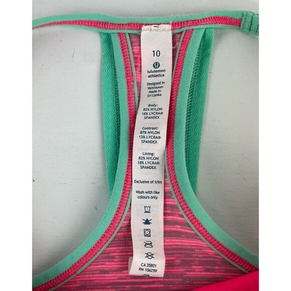 Lululemon Green No Limits Tank Top Womens Athletic Yoga Built In Bra Size 10 - Picture 6 of 7